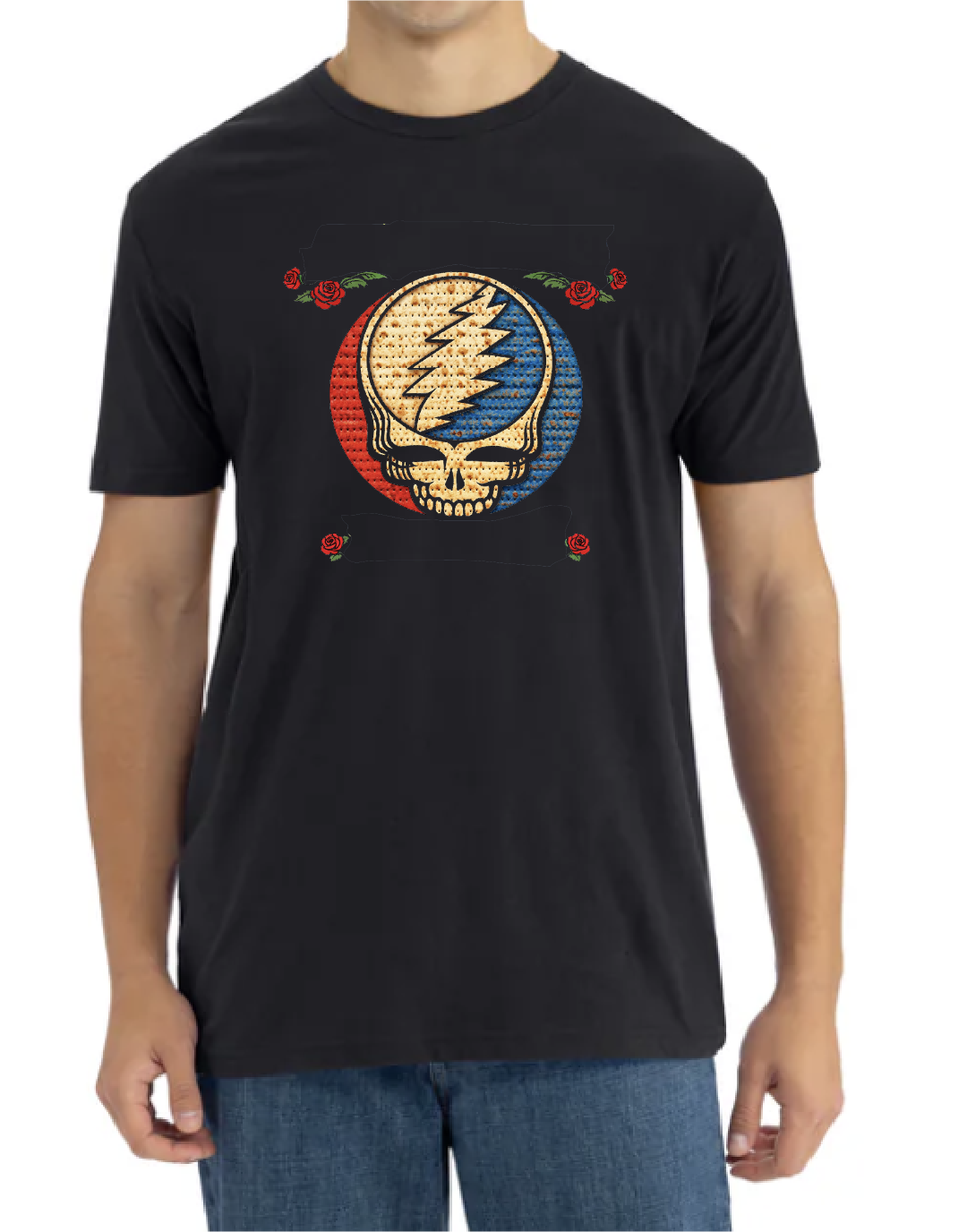 Steal Your Matza vintage shirt with distressed matza skull and roses